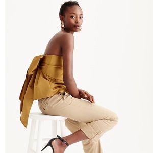 Elegant J. Crew amethyst-colored strapless satin top with back bow…stunning!